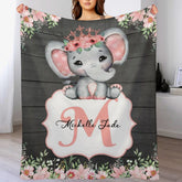 Livraison gratuite✈️Couverture de bébé personnalisée pour bébé garçon fille - Conception personnalisée de fleur d'éléphant violet pour les cadeaux d'anniversaire d'emmaillotage d'enfants en bas âge